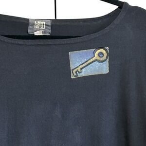 Blue Fish Clothing Top Size 0 Purple Key Print Long Sleeve Tunic USA Made‎ Artsy